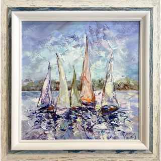 Morning Sailboats in Blue