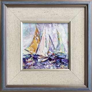 Three Morning Sailboats by the Coast