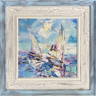 Two Sailboats in Blue