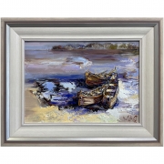 Morning with Three Boats on the Beach