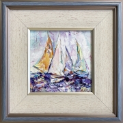 Three Morning Sailboats by the Coast