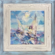 Two Sailboats in Blue